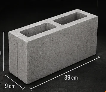 Bloco de concreto 09 x 19 x 39 cm para vedação