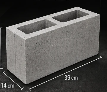Bloco de concreto 14 x 19 x 39 cm para vedação